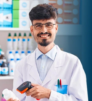 Imagem de farmacêutico sorridente